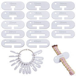 Белый 28шт. измеритель ширины акриловой ленты для ткачества, с кольцами на петлях из железа с вкладными листами 2шт., белые, 4.95x1.95x0.15 см