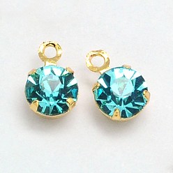 Темно-Голубой Плоский круглый золотой тон латуни микро проложить кубических прелести диоксида циркония, без кадмия, без никеля и без свинца, глубокое синее небо, 7x5x4 мм, отверстие : 1 мм