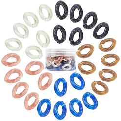 Mixed Color Acrylic Linking Rings, Quick Link Connectors, For Curb Chains Making, Imitation Gemstone Style, Twist, Mixed Color, 23x16.5x5.5mm, Hole: 11.5x6mm, 5 colors, 20pcs/color, 100pcs/box