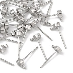 Platinum SHEGRACE Brass Stud Earring Findings, Round, Rhinestone Settings, Lead Free & Cadmium Free & Nickel Free, Platinum, 14x6x4mm, Hole: 1mm, Inner Diameter: 3mm, Pin: 0.7mm