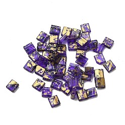 Фиолетовый 2 Прозрачный стеклянный бисер, , квадратный, фиолетовые, 5x5x2 мм, отверстие : 0.8 мм