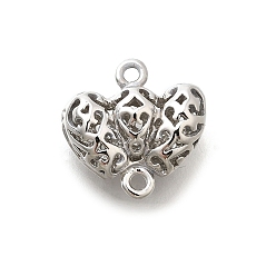 Платинированный Подвески из латуни, полые сердечные связи, без кадмия, без никеля и без свинца, Реальная платина, 13x13.5x6 мм, отверстие : 1.2 мм