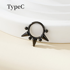 Черный 316 хирургические кольца для носа из нержавеющей стали с шипами, конус, чёрные, 10 мм, штифты : 1.2 мм