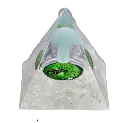 Прозрачный Генераторы энергии смолы оргонитовой пирамиды, Рейки «кошачий глаз» и чипы лэмпворк внутри для украшения рабочего стола домашнего офиса, прозрачные, 50x50 мм