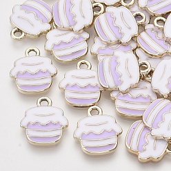 Разноцветный Подвески из эмали и сплава, золотой свет, горшок меда, красочный, 15.5x14x3 мм, отверстие : 2 мм