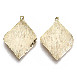 Real 18K Gold Plated Brass Pendants, Nickel Free, Rhombus, Real 18K Gold Plated, 36x25x1mm, Hole: 1.5mm