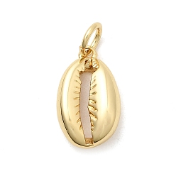 Настоящее золото 18K Подвески в форме ракушек из латуни, долговечный, стойки покрытие, без свинца и без кадмия, с целью перехода в кольце, реальный 18 k позолоченный, 14x9x4 мм, отверстие : 3 мм