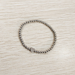 Letter B 304 эластичные браслеты из нержавеющей стали для женщин, сердце с письмом, цвет нержавеющей стали, В письме, внутренний диаметр: 2.24 дюйм (5.7 см)