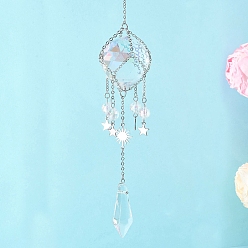 Платина Стеклянные и акриловые конусные и круглые подвесные ловцы солнца, для наружного и садового декора, платина, 276 мм