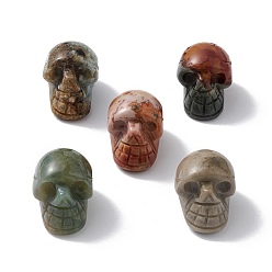 Океанический Джаспер Украшение из натуральной океанской яшмы, для домашнего офиса настольный, череп, 18~23x17~23.5x23~26 мм