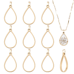 Золотой 10 шт. 304 подвески из нержавеющей стали с открытой задней частью, слеза, золотые, 36 мм