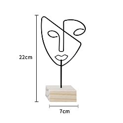 Черный Абстрактная стойка для хранения железных сережек, держатель для ожерелий на деревянной основе, подставки для хранения ювелирных изделий, чёрные, 7x7x22 см