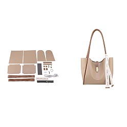 Цвет Древесины Набор сумок-шопперов своими руками, включая материалы сумки из искусственной кожи, прямоугольные, деревесиные, 280x420x140 мм