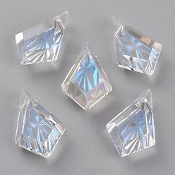 Лунный Свет Подвески из тисненого стекла со стразами, граненые, воздушный змей, лунный свет, 19x12x5.5 мм, отверстие : 1.2 мм