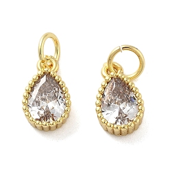 Настоящее золото 18K Латунные микро проложить кубического циркония прелести, слеза, без свинца и без кадмия, долговечный, стойки покрытие, с целью перехода в кольце, реальный 18 k позолоченный, 10.5x6.5x3 мм, отверстие : 3 мм