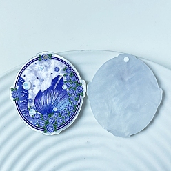 Королевский синий Овальные акриловые подвески, рыба, королевский синий, 40x36 мм