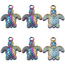 Rainbow Color 14 шт. ионное покрытие (ip) 201 подвески из нержавеющей стали, черепаха с подвесками морских звезд, Радуга цветов, 18.5x15x3 мм, отверстие : 1.8 мм