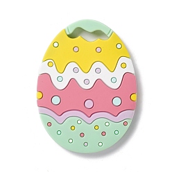 Pale Green Easter Silicone Pendants, Egg, Pale Green, 91x68x9.5mm, Hole: 6x27mm