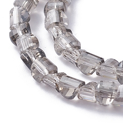 Gray Electroplate Glass Beads Strands, Faceted, Pearl Lusted Plated, Half Round, Gray, 4x4x3mm, Hole: 0.8mm, about 148pcs/strand, 19.69 inch(50cm)