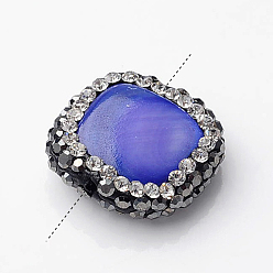 Розовато-лиловый Самородки натуральные ракушки, с полимерной глиной горный хрусталь, розовато-лиловый, 12~17x12~16x4~7 мм, отверстие : 0.5 мм