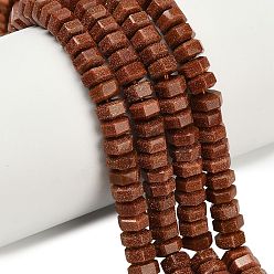 Камень с Пылевым Золотом Синтетические голдстоуновские бисер пряди, граненые, шестиугольник, 6x6x3 мм, отверстие : 0.8 мм, около 108 шт / нитка, 14.72~14.80'' (37.4~37.6 см)