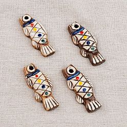 Fish Ручной работы фарфора большие кулоны, фантазии античного стекла фарфора, рыба, 66x27x13 мм, отверстие : 5 мм