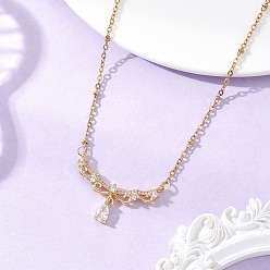 Золотой Подвеска в виде ангельских крыльев из латуни с прозрачными кубическими циркониями 304 Цепочка-подвеска из нержавеющей стали в виде спутников для женщин, золотые, 15.79 дюйм (40.1 см)