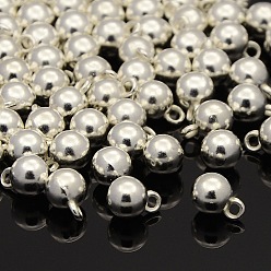 Серебро Подвески из сплава в тибетском стиле, круглые, без кадмия и без свинца, серебряные, 8.5x6 мм, отверстие: 1.5 мм