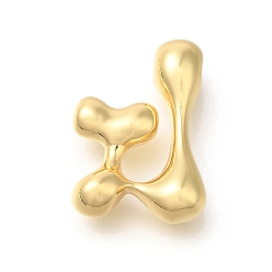 Letter J Стойки обшивки латунные бусины, письмо-шар, для изготовления именных ожерелий, долговечный, без свинца и без кадмия, реальный 18 k позолоченный, буква J, 23.5x16.5x7 мм, отверстие : 2 мм