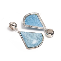 Light Blue teardrop, Alloy Resin Big Pendants, Platinum, Light Blue, 80x68x10mm, Hole: 15mm