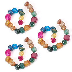 (52) Непрозрачная лаванда 3 нити натуральные бусины из агата нити, окрашенная и подогревом, самородки, упавший камень, разноцветные, 6.5~13x10~13x1.5~11 мм, отверстие : 1.6 мм, около 22 шт / нитка, 7.20~7.72 дюйм (18.3~19.6 см)