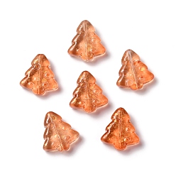 Темно-Оранжевый Окрашенные и нагреваемые стеклянные бусины, золотой фольгой, пузырьковый эффект, рождественская елка, темно-оранжевый, 16x15x5.5 мм, отверстие : 0.8 мм