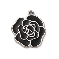 Цветок Подвески из эмали и сплава, без свинца и без кадмия, цветочный шарм, платина, цветок, 22x19x2 мм, отверстие : 1.4 мм