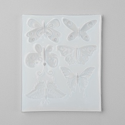 White Food Grade Silicone Molds, Fondant Molds, For DIY Cake Decoration, Chocolate, Candy, UV Resin & Epoxy Resin Jewelry Making, Butterfly, White, 112x92x7mm