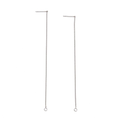 Нержавеющая Сталь Цвет Не тускнеет 304 фурнитура для сережек-гвоздиков из нержавеющей стали, цепи панцирного типа ушная нить с петлями, цвет нержавеющей стали, 109x1x0.4 мм, отверстие : 1.7 мм, штифты : 0.7 мм