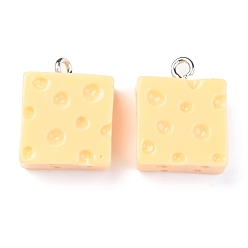 Белый Навахо Подвески из смолы, с платиновым железным колышком, имитация еды, сыр, навахо белый, 17x14x7 мм, отверстие : 2 мм