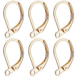 Real 14K Gold Plated 100Pcs 316L Surgical Stainless Steel Leverback Earring Findings, with Loop, Real 14K Gold Plated, 15x10x2mm, Hole: 1.4mm