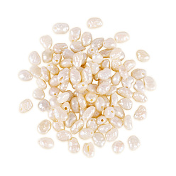 Кремово-белый 100шт. натуральные пресноводные жемчужные бусины, барочный жемчуг кеши жемчужные бусы, двух сторон полированной, кремово-белые, 3.5~6.5x3.5~5x2~3.5 мм, отверстие : 0.5 мм