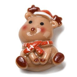 Олень Кабошоны из непрозрачной смолы с рождественской тематикой, для изготовления ювелирных изделий, олень, 26.5x20x8.5 мм