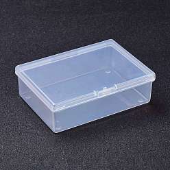 Clear Transparent Plastic Bead Containers, with Hinged Lids, Rectangle, Clear, 7.8x10.55x3.25cm, Inner Diameter: 6.95x9.95cm