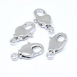 Платинированный Карабин-лобстеры, латунные, Реальная платина, 17x9x4 мм, отверстие : 2 мм