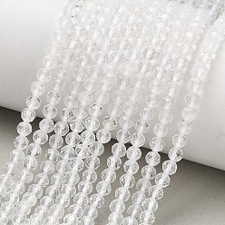 Quartz Crystal Natural Quartz Crystal Beads Strands, Rock Crystal Beads, Faceted, Round, 3.5~4x4mm, Hole: 0.4mm, about 915pcs/strand, 15.3 inch