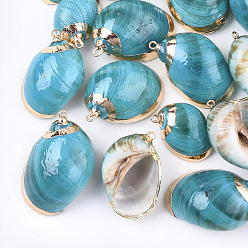 Темно-Голубой Окрашенные распылением и гальванические спиральные подвески, с железной фурнитурой, золотой свет, глубокое синее небо, 27~42x18~27x11~18 мм, отверстие : 1.5 мм