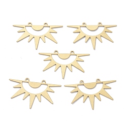 Raw(Unplated) Brass Pendants, DIY Accessories, for Bracelets, Earrings, Necklaces, Sun, Raw(Unplated), 21.5x34.5x0.6mm, Hole: 1.5mm