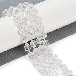 Хрусталь Природных кристаллов кварца бисер нитей, граненые, двухконусные, точечные призмы с двойным концом, 8x7 мм, отверстие : 1.2 мм, около 40 шт / нитка, 15.16'' (38.5 см)
