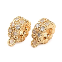 Настоящее золото 18K Латунные подвески, без кадмия, без никеля и без свинца, с четким кубического циркония, кольцо, реальный 18 k позолоченный, 9.5x4x7 мм, отверстие : 1.2 мм, Внутренний диаметр: 4 мм.