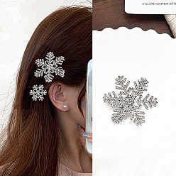 Платина Сплав горный хрусталь крокодил заколки, снежинка, аксессуары для волос для женщин и девочек, платина, 46 мм