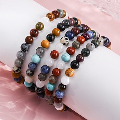 Смешанные камни Браслеты из натуральных и синтетических смешанных драгоценных камней с бусинами для женщин и мужчин, внутренний диаметр: 2-1/8 дюйм (5.5 см)