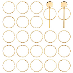Real 18K Gold Plated 30Pcs Brass Linking Rings, Flat Ring, Real 18K Gold Plated, 20x1mm, Inner Diameter: 18.5mm
