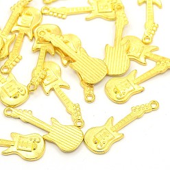 Золотой Подвески из сплава в тибетском стиле , гитар, без свинца и без кадмия, золотые, 31x11x2 мм, отверстие : 2 мм